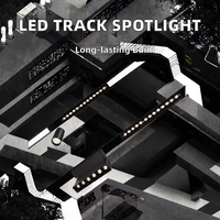 Système d'éclairage sur rail magnétique LED 12 têtes réglable, projecteurs modernes COB en aluminium à grille pour bureau et industrie, à intensité variable et focalisables 24
