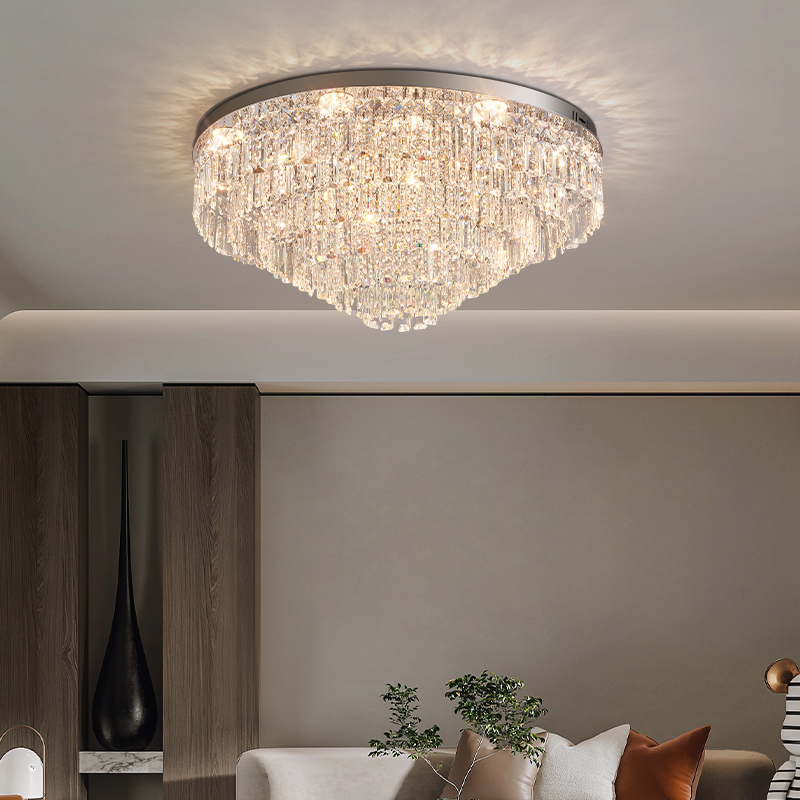 60CM Crystal Circular Ceiling Light - Modern Bedroom Decor