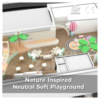 Aire de jeux intérieure commerciale à thème nature, équipement de jeu souple interactif et sécurisé pour tout-petits avec toboggan et espace parent.
