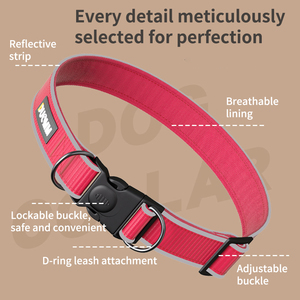 ปลอกคอสุนัขสัตว์เลี้ยงปรับได้คอสุนัขโพลีเอสเตอร์พิมพ์โลโก้แบบกำหนดเองปลอกคอป้องกันการสูญหายแบบนิ่มสะท้อนแสง - Product Image 5