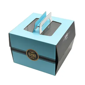 Cajas de regalo de cartón nuevas de 10x10x12 pulgadas ecológicas, cajas grandes de papel para pasteles con asa y ventana