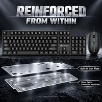 Keyboard dan Mouse Combo USB Berkabel 104 Tombol Warna Hitam dengan Pelat Besi OEM Label Pribadi untuk Merek Aksesori PC