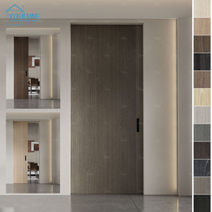 Porte coulissante encastrée européenne moderne, porte intérieure dissimulée de luxe en MDF, porte coulissante encastrée en bois cachée - Product Image 1