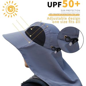 Cappello da sole protettivo a tesa larga Premium UPF 50 + UV per uomo e donna con patta al collo e cappello da pesca - Product Image 4