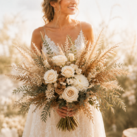 Décoration de mariage bohème personnalisée, package complet |   Centre de table en forme d'arche Pampas, nœud de chaise, toile de fond en macramé |   Fournisseur OEM unique