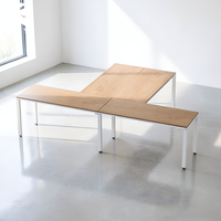 Bureau en T 300x150x75cm, Table de bureau compacte pour poste de travail, Emballage compact, Bureau en rangée longue pour réduire les frais de livraison