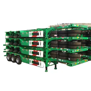 40ton 3 axle 40ft multi-used container semi trailer, flatbed platform truck chassis for 20 and 40feet containers