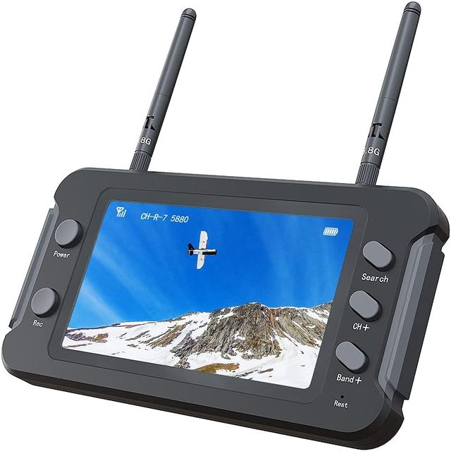 FPV Monitor, 5.8G, 40CH, 4.3 Inch 800 X 480 with DVR Function, 16:9 NTSC/PAL Built-in 1200mAh Battery, 5-23V Input, Low Latency