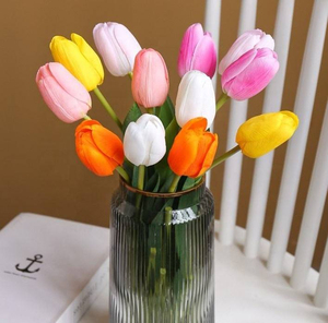 <b>Artificial</b> <b>Flowers</b> Real Touch <b>Artificial</b> Tulip Bouquet Wedding Home Decoration Holiday Gift Decoration - Product Image 1
