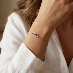 Pulsera Ajustable con Dijes de Moda, Estilo Retro con Ojo Azul y Circonita, para Europa y América, Ideal para Regalo - Product Image 3