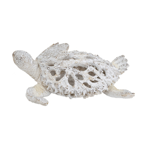 Statue de tortue décorative en polyrésine avec motif de récif corallien blanc 13,2x12,2x3,9 pouces Ornement de jardin - Product Image 3