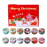 Lot de 12 bougies d'aromathérapie sans fumée et désodorisantes en boîtes de conserve de Noël, coffret cadeau, vente en gros