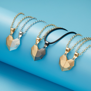 Juego de 2 collares magnéticos para parejas, colgante de corazón de <span class=keywords><strong>la</strong></span> <span class=keywords><strong>amistad</strong></span>, colgante facetado, regalo de San Valentín, joyería - Product Image 5