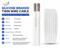 Câble électrique flexible en caoutchouc silicone tressé en fibre de verre à 2 conducteurs de qualité supérieure, résistant aux environnements extrêmes