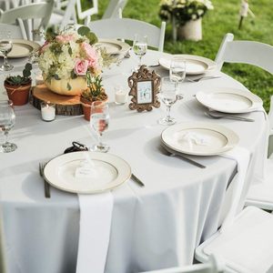 Khăn trải bàn bên Khăn trải bàn đám cưới trắng vòng có thể giặt bảng vải cơ bản Poly Khăn trải bàn 100% Polyester - Product Image 4