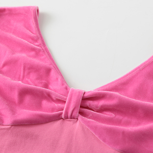 Cô Gái Trẻ Em Nhung Ngắn Tay Áo Thấp Trở Lại Múa Ba Lê Khiêu Vũ Mặc Vải Cotton Khiêu Vũ Trang Phục Tùy Chỉnh Múa Ba Lê Leotard Cho Trẻ Em - Product Image 5