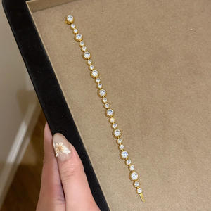 Nueva Pulsera de Diamantes de Corte Redondo a la Moda, Pulseras de Circonio Chapadas en Oro para Mujer, Joyería - Product Image 4