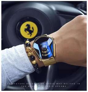 Hot BESTWIN Exclusif Voiture Forme Moteur Élégant Punk Quartz Montres Pour Hommes De Mode En Acier Inoxydable Étanche LED Montre Numérique - Product Image 4