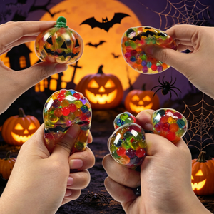 Halloween Pumpkin Vent Ball, Soft <b>Beads</b> Filled Squeeze Toy, Portable Stress Relief Decompression Holiday Toy - Product Image 1