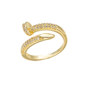 Nuovo Anello Aperto in Acciaio Inossidabile, Accessorio Moda da Donna per Feste, Zirconia <span class=keywords><strong>Brillante</strong></span> Placcato Oro 18K con Diamanti Incastonati - Product Image 1