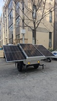 Caméra de surveillance CCTV sur remorque avec mât télescopique de 9 m alimenté par énergie solaire 450W*3, source de lumière LED IP23 5000K lumière du jour