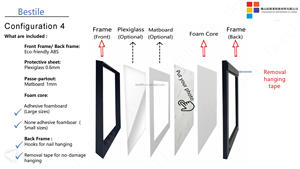 Ensemble de 9 pièces de carreaux photo autocollants 8x8 pouces avec passe-partout et plexiglas pour la décoration de la maison - Product Image 2