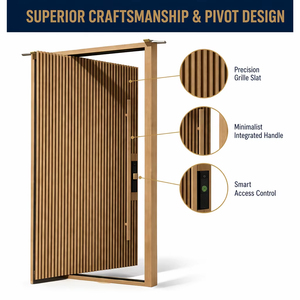 Grande <span class=keywords><strong>porte</strong></span> <span class=keywords><strong>d</strong></span>'<span class=keywords><strong>entrée</strong></span> pivotante, grille verticale moderne en aluminium et bois composite, <span class=keywords><strong>porte</strong></span> <span class=keywords><strong>d</strong></span>'<span class=keywords><strong>entrée</strong></span> principale <span class=keywords><strong>de</strong></span> villa antivol - Product Image 2