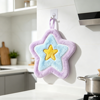 Serviette de toilette en peluche étoile violette personnalisée, en tissu doux, vente en gros