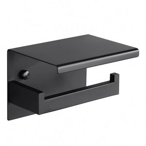 Portarrollos de Papel Higiénico de Acero Inoxidable Negro SS201, Soporte para Toallas, Portarrollos de Papel Higiénico para Baño, Estante para Teléfono Móvil, Cocina - Product Image 1