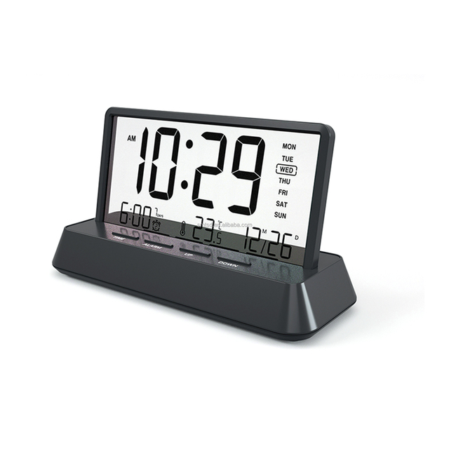 Modern White Mini Desktop LED Alarm Clock New Digital Multi-Function Snooze Nightlight Calendar Smart Table Battery Operated