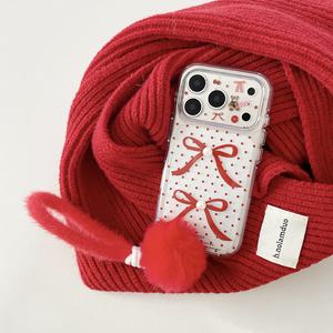 Custodia per <span class=keywords><strong>iPhone</strong></span> 17 Pro Max con fiocco a pois e perle, impugnatura morbida, compatibile anche con <span class=keywords><strong>iPhone</strong></span> 16/15/14 - Product Image 4