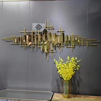 Décoration murale en métal doré de luxe, grande taille 150x64cm, pour salon et maison, vente directe d'usine, livraison directe