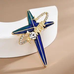 New Enamel Star Brooches For Women Unisex Czech Rhinestone Universe Party Office Brooch Pins Gifts
