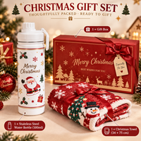 Gemütliches Weihnachts-Trinkflaschen- und Schal-Geschenkset mit 24oz Edelstahl-Wasserflasche für Familie und Freunde