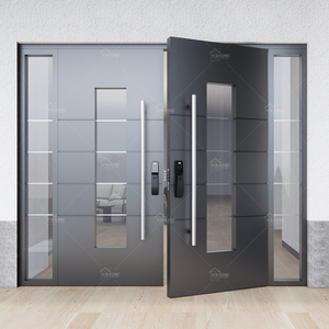 Puertas Delanteras de Lujo de Alto Estándar del Reino Unido, Modernas Puertas Exteriores Dobles de Metal de Lujo, <span class=keywords><strong>Puerta</strong></span> de Lujo en la Parte Delantera de la Casa - Product Image 6
