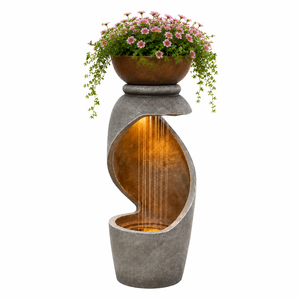 Fuente de Agua con Luz LED en Espiral, Macetero de Resina para Exteriores, Moderno, Resistente a la Intemperie, Fácil de Instalar, para Jardín o Patio - Product Image 5