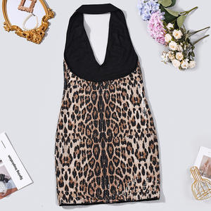 Falda corta <span class=keywords><strong>ZONA</strong></span> para mujer, cintura imperio, ajustada, sin espalda, con lentejuelas, estampado de leopardo, antiestática, estampado digital, para fiesta y <span class=keywords><strong>club</strong></span> - Product Image 6