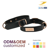 Collier pour chien en cuir PU noir gravé sur mesure avec boucle en métal rose doré et anneau en D, réglable pour toutes les races de chiens