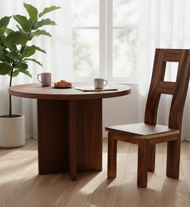 Chaise de salle à manger minimaliste en bois de suar massif avec dossier en H audacieux et texture de grain organique riche. - Product Image 2