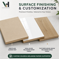 Panneau de fibres de bois MDF HDF moderne de première qualité, résistant à l'humidité, 3 mm-18 mm, sur mesure, pour meubles de cuisine intérieurs