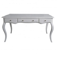 Escritorio Ejecutivo de Madera Maciza Estilo Francés Antiguo para Oficina en Casa, con Patas Curvas Talladas a Mano, 150x75x78cm, Personalizable HL315