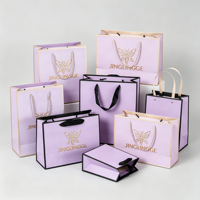 Boutique de cadeaux de luxe, impression personnalisée de logos, ruban avec poignée, emballage de bijoux blanc, petits sacs en papier pour vêtements