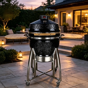 KIMSTONE - Parrilla Kamado de Cerámica Negra XL de 22 Pulgadas, Asadores para Ahumar y Cocinar al Aire Libre - Product Image 1