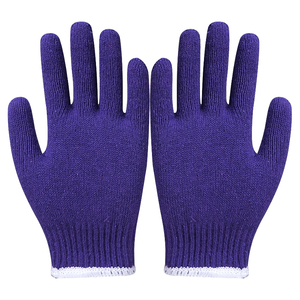 Más de 20 años de venta de fábrica, guantes antideslizantes morados para limpieza de algodón, guantes de algodón de tela industrial - Product Image 1