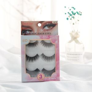 Beautiful <span class=keywords><strong>Kiss</strong></span> 3 Paia di Ciglia Finte Private Label, Striscia Completa in Fibra Sintetica Vegana, Fatte a Mano, Spessore 0.07mm, Stelo in Cotone Nero, 3D - Product Image 1