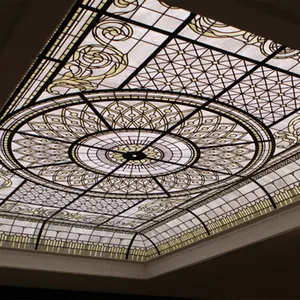 Handmade Stained Glass For Daylighting Stained Glass Skylight Decorative Building Glass Roof