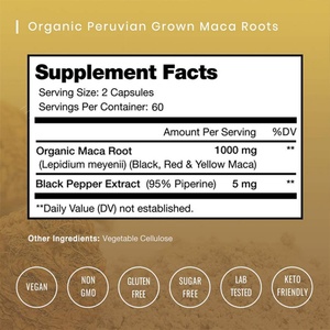 Suplemento de Raíz de Maca Personalizado, Ayuda a Equilibrar los Niveles Hormonales, Mejora la Salud Reproductiva para Adultos, Cápsulas de Raíz de Maca - Product Image 4