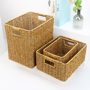 Panier de rangement en rotin rectangulaire taille L avec poignée pour l'organisation de la maison, des vêtements, des jouets, de la cuisine et du bureau - Product Image 3