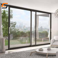 Porte coulissante en verre en aluminium imperméable et coupe-vent de style moderne de luxe GS pour patio extérieur