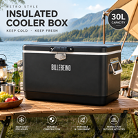 Glacière isotherme vintage 30L personnalisable avec logo pour camping, pique-nique, étanche, pour 2 jours, avec compartiment en aluminium pour aliments, vin et canettes
